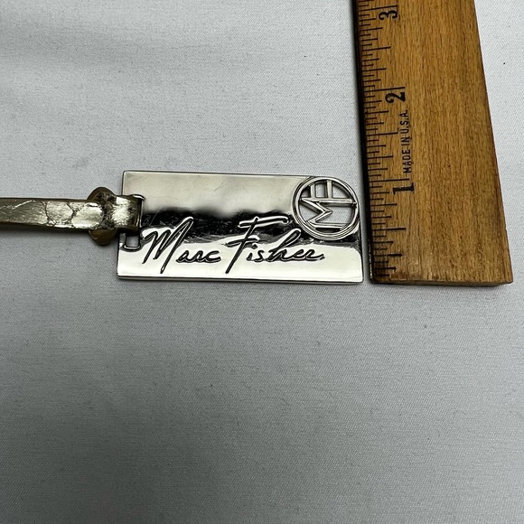 Marc Fisher Charm Hang Tag Handbag Accessory Cutout Initials Gold Tone - Picture 6 of 7